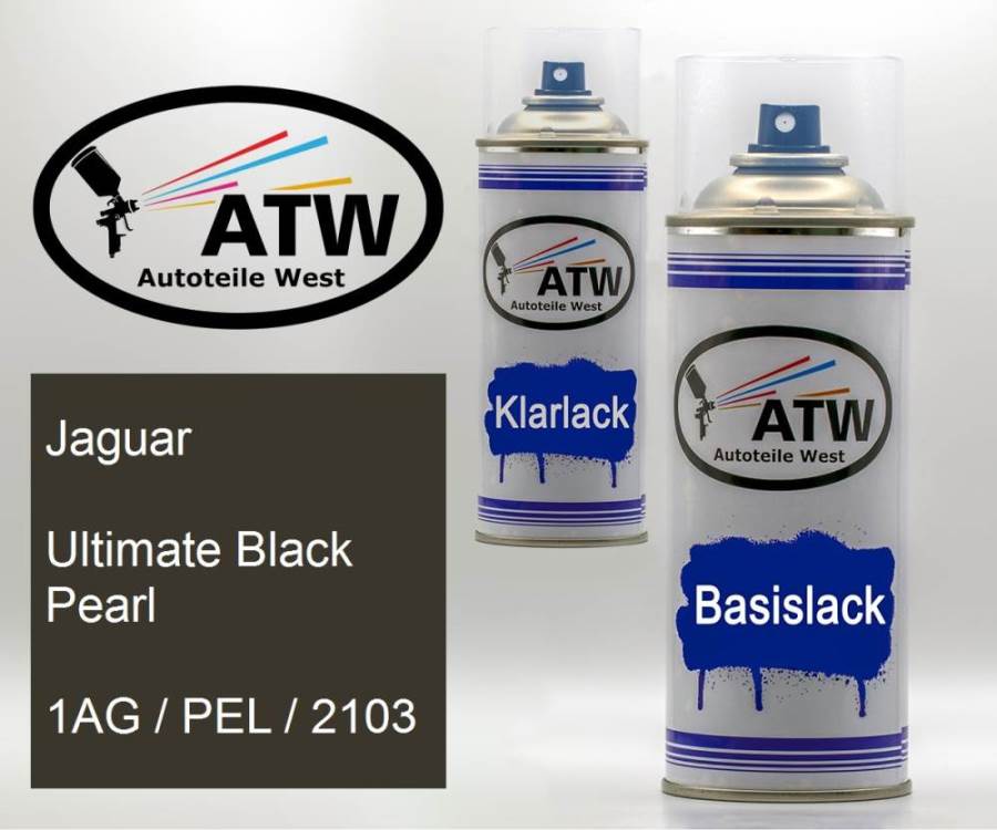 Jaguar, Ultimate Black Pearl, 1AG / PEL / 2103: 400ml Sprühdose + 400ml Klarlack - Set, von ATW Autoteile West.
